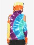 Rainbow Cold Shoulder Tie-Dye Girls Hoodie, TIE DYE, alternate