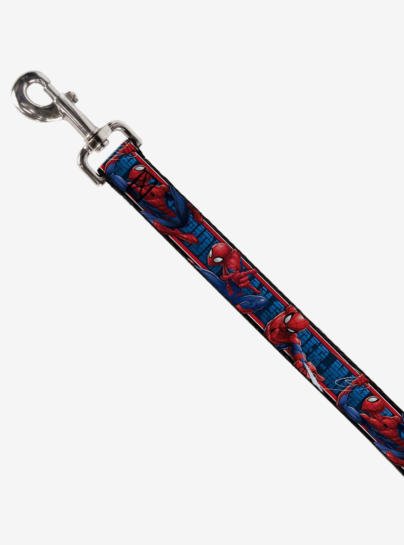 Marvel Spider-Man 3 Action Poses Bricks Stripe Blues Red White Dog Leash 6 Ft, , alternate