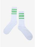 Green & White Checkered Crew Socks, , alternate