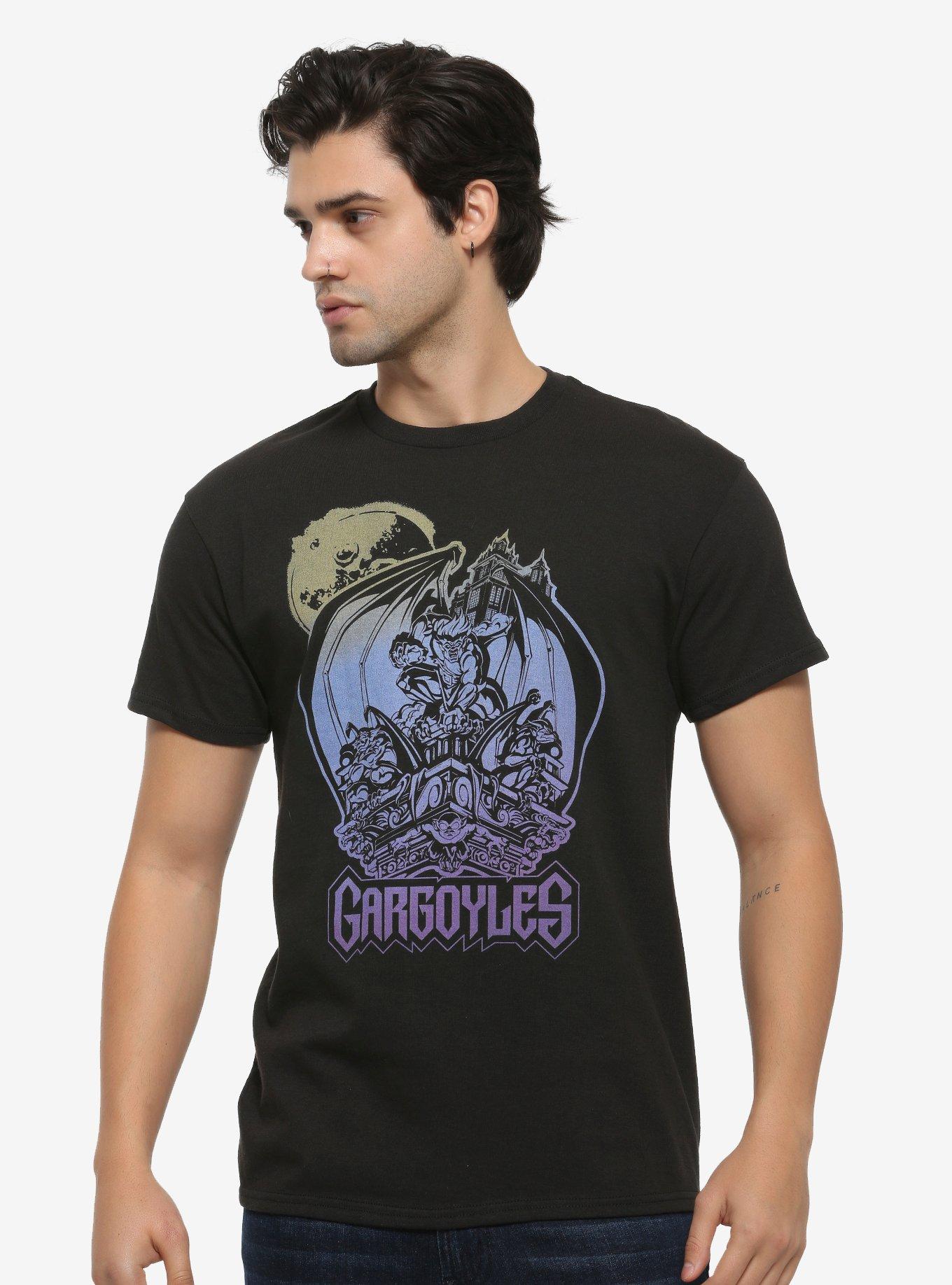 Gargoyles Ombre Statues T-Shirt, BLACK, alternate