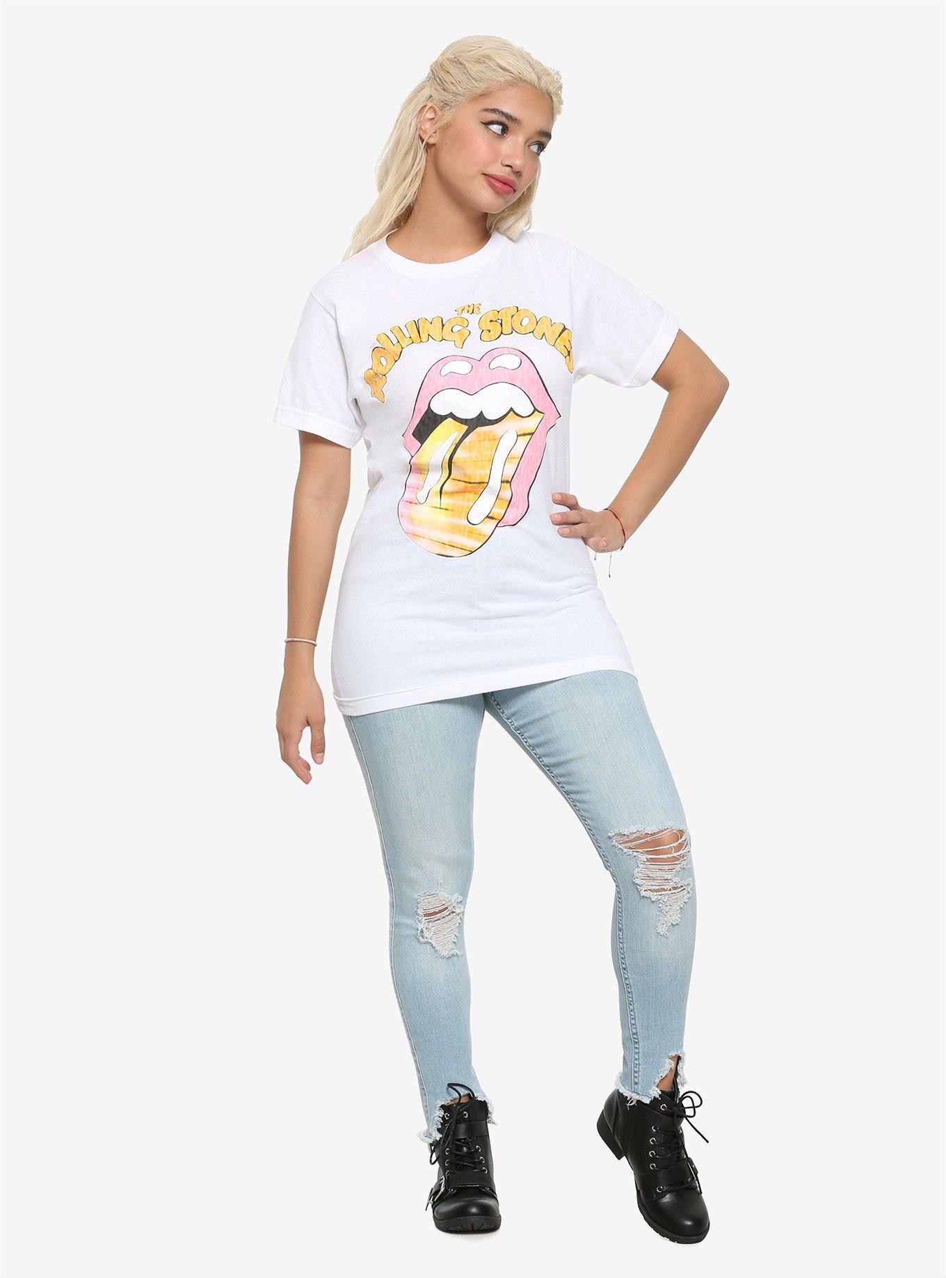 The Rolling Stones Tie-Dye Print Girls T-Shirt, WHITE, alternate
