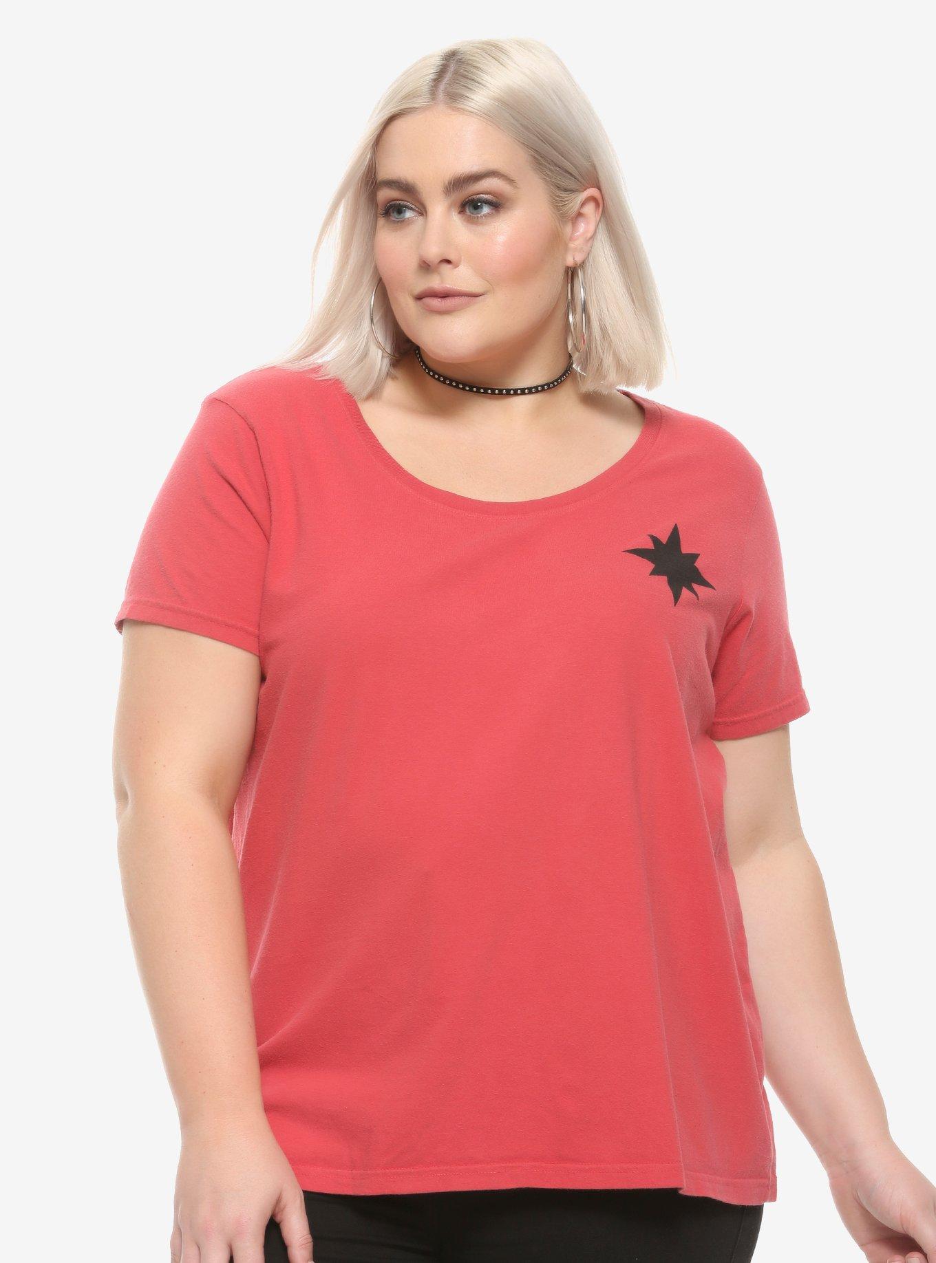 Marvel Captain Marvel Red Comic Flight Girls T-Shirt Plus Size, MULTI, alternate