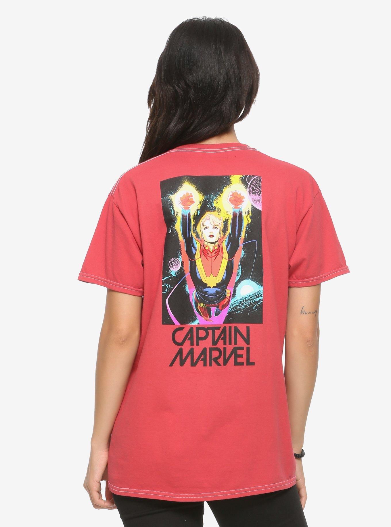 Marvel Captain Marvel Red Comic Flight Girls T-Shirt, MULTI, alternate