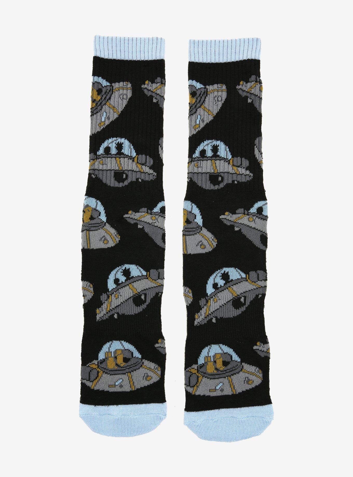 Rick and Morty Space Cruiser Allover Print Crew Socks - BoxLunch Exclusive, , alternate