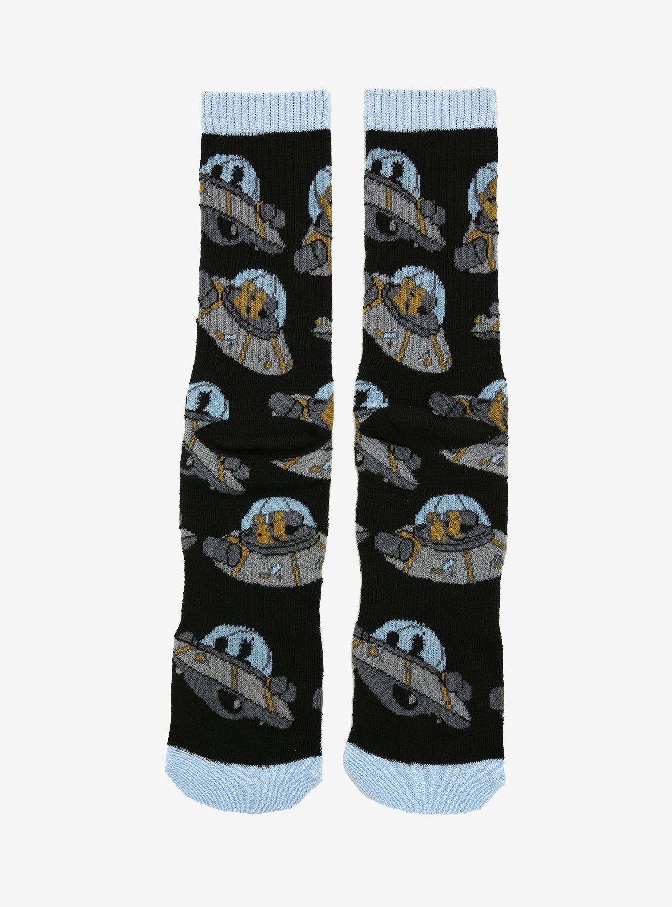 Rick and Morty Space Cruiser Allover Print Crew Socks - BoxLunch Exclusive, , alternate