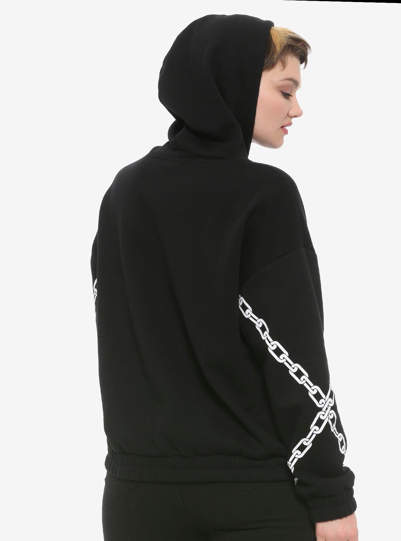 Her Universe DC Comics Birds Of Prey Huntress Chain Semi-Crop Girls Hoodie Plus Size, WHITE, alternate