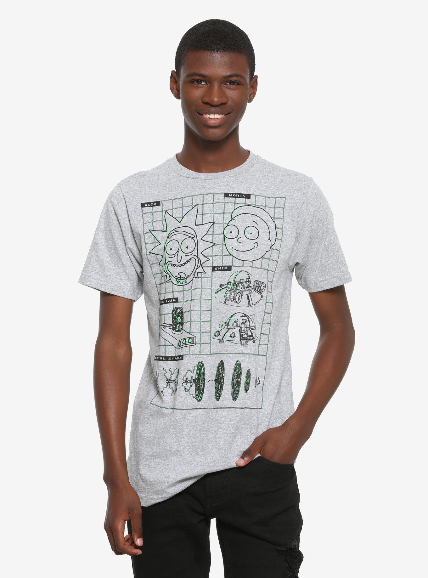 Rick And Morty Blueprint T-Shirt, GREY, alternate