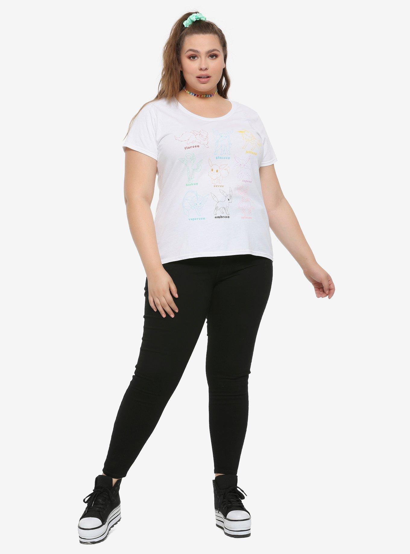 Pokemon Eeveelutions Chart Girls T-Shirt Plus Size, MULTI, alternate