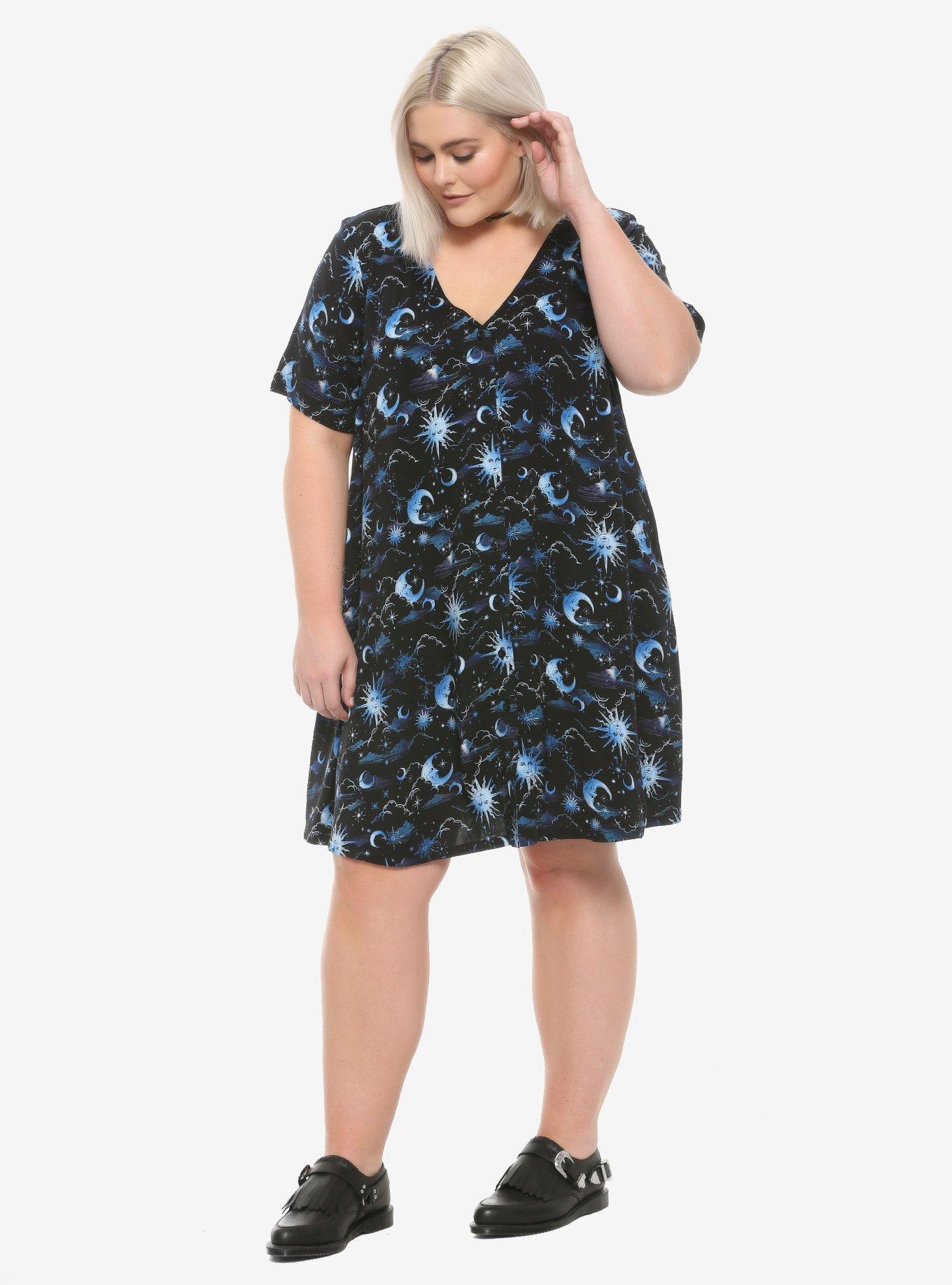 Blue Celestial Button-Front Dress Plus Size, BLACK, alternate