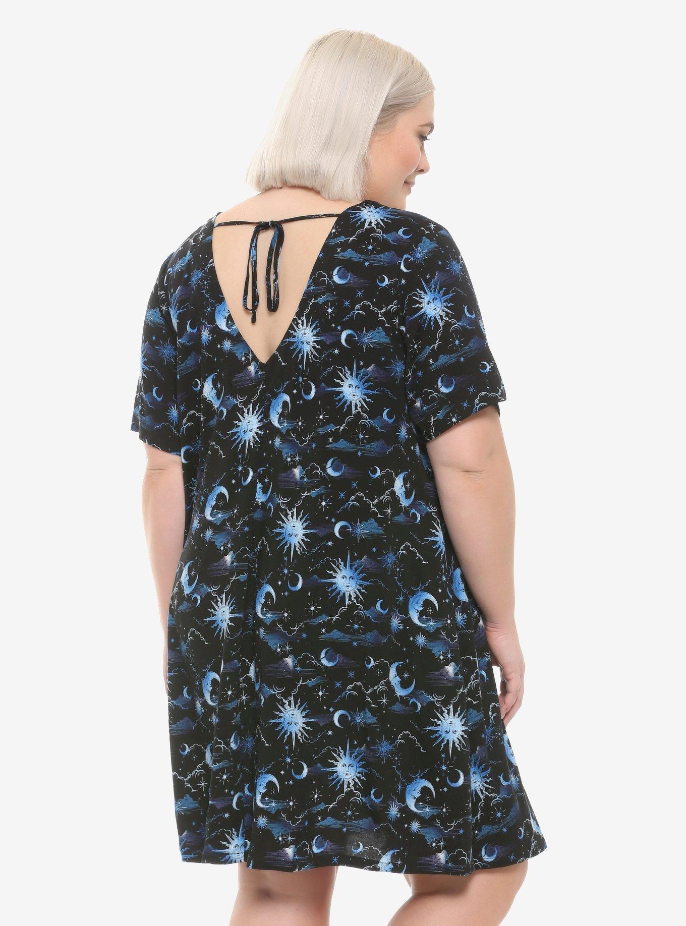 Blue Celestial Button-Front Dress Plus Size, BLACK, alternate