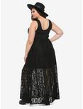 Black Lace-Up Skull Lace Maxi Dress Plus Size, BLACK, alternate