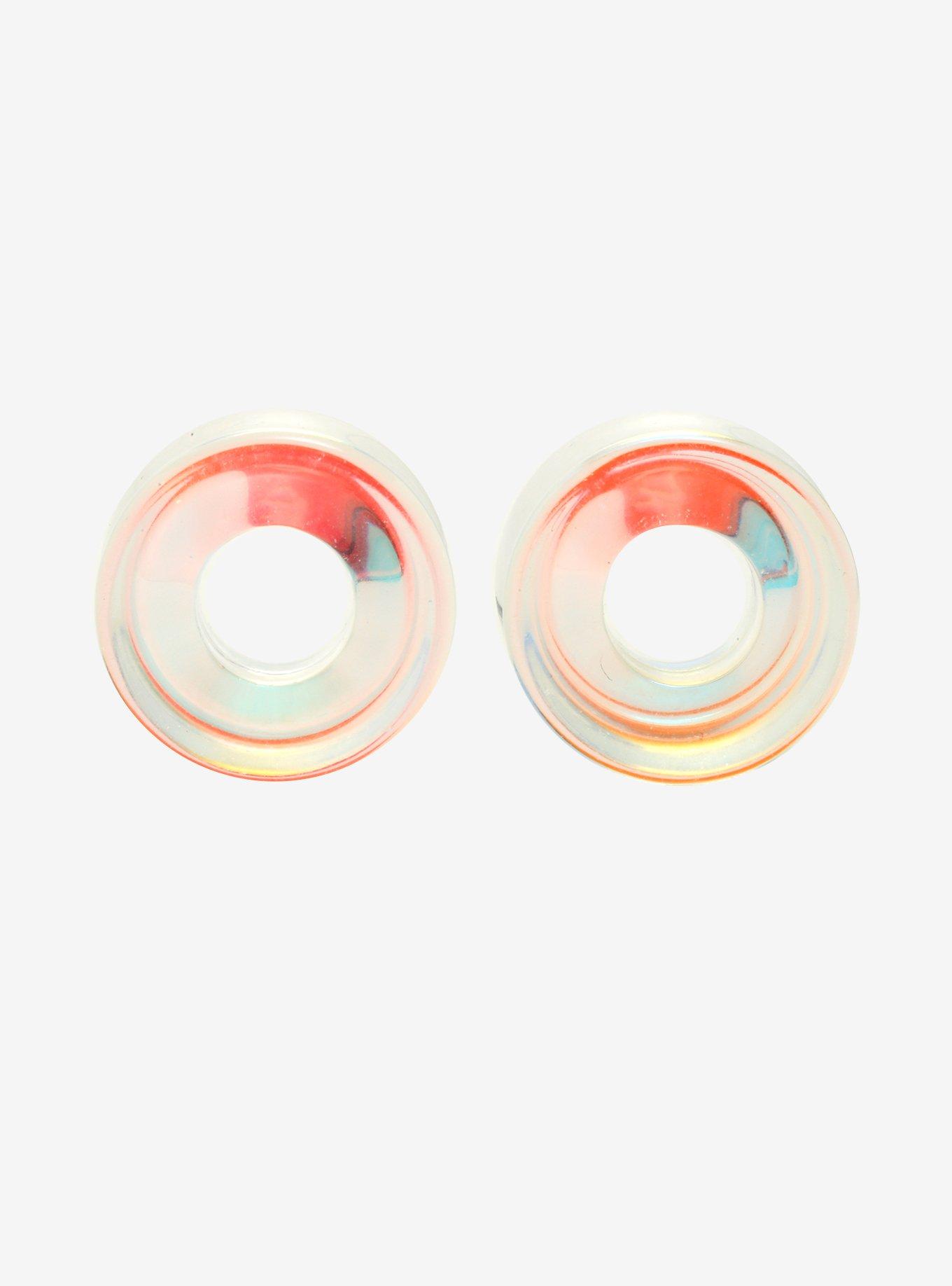Glass Iridescent Tunnel Plug 2 Pack, CLEAR, alternate