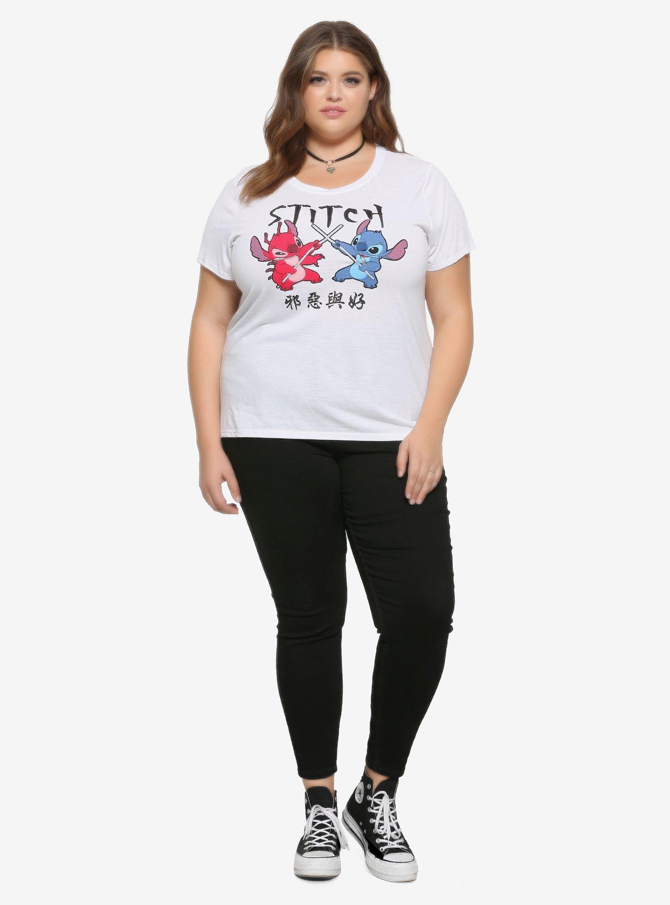 Disney Lilo & Stitch Leroy Crossed Staffs Girls T-Shirt Plus Size, MULTI, alternate