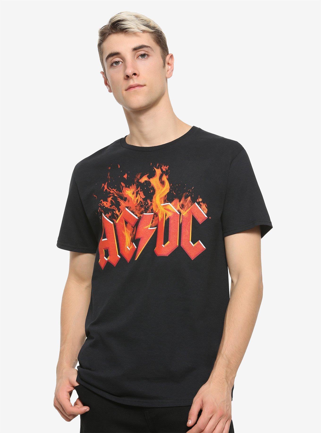 AC/DC Flame Logo Girls T-Shirt, BLACK, alternate
