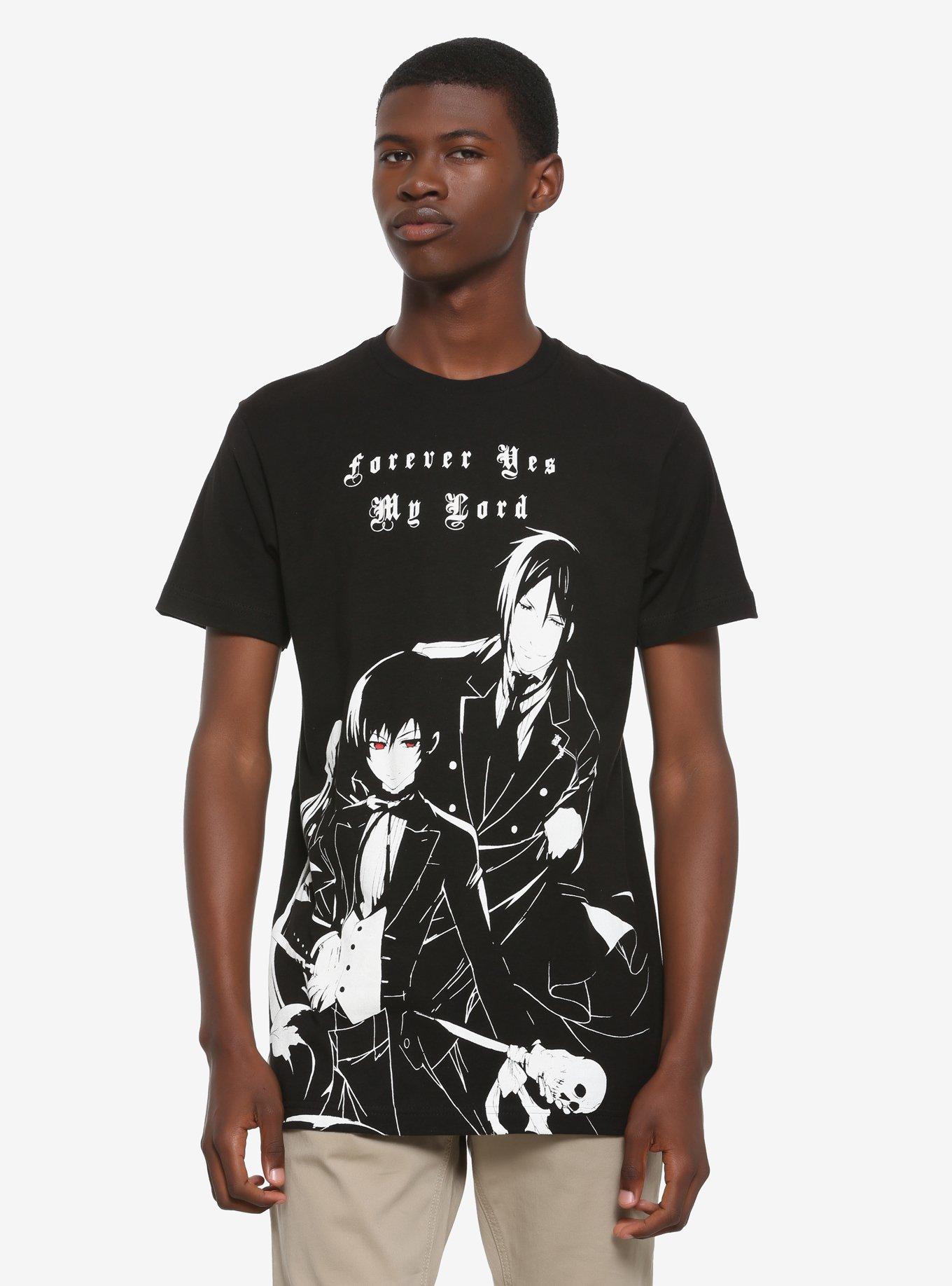 Black Butler Duo Line Art Belt Print T-Shirt, WHITE, alternate
