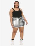 HT Denim Black & White Stripe Ultra Hi-Rise Button-Front Shorts Plus Size, STRIPE -BLACK, alternate