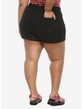 HT Denim Black Ultra Hi-Rise Button Front Shorts Plus Size, BLACK, alternate
