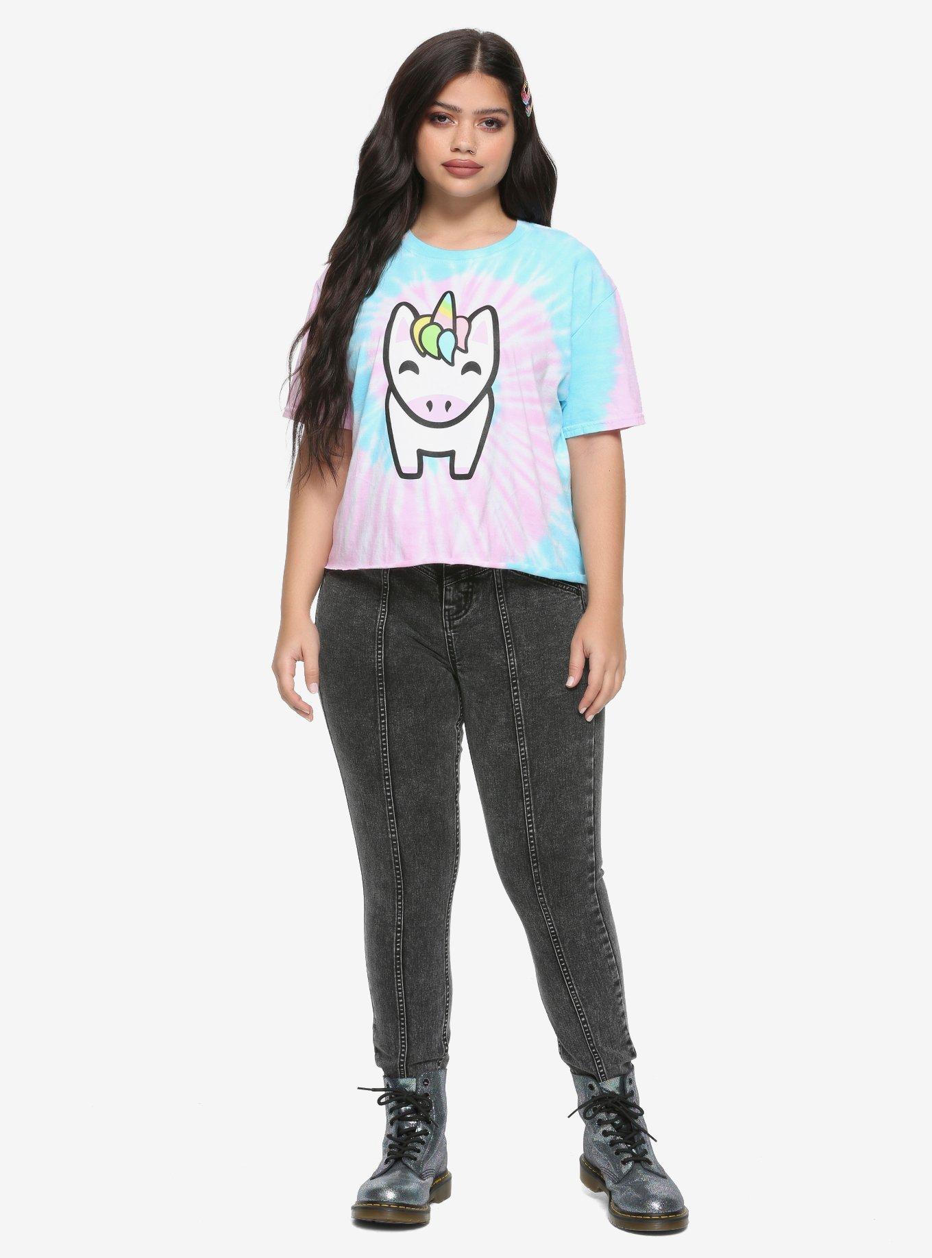 Unicorn Butt Girls Crop T-Shirt, PINK, alternate