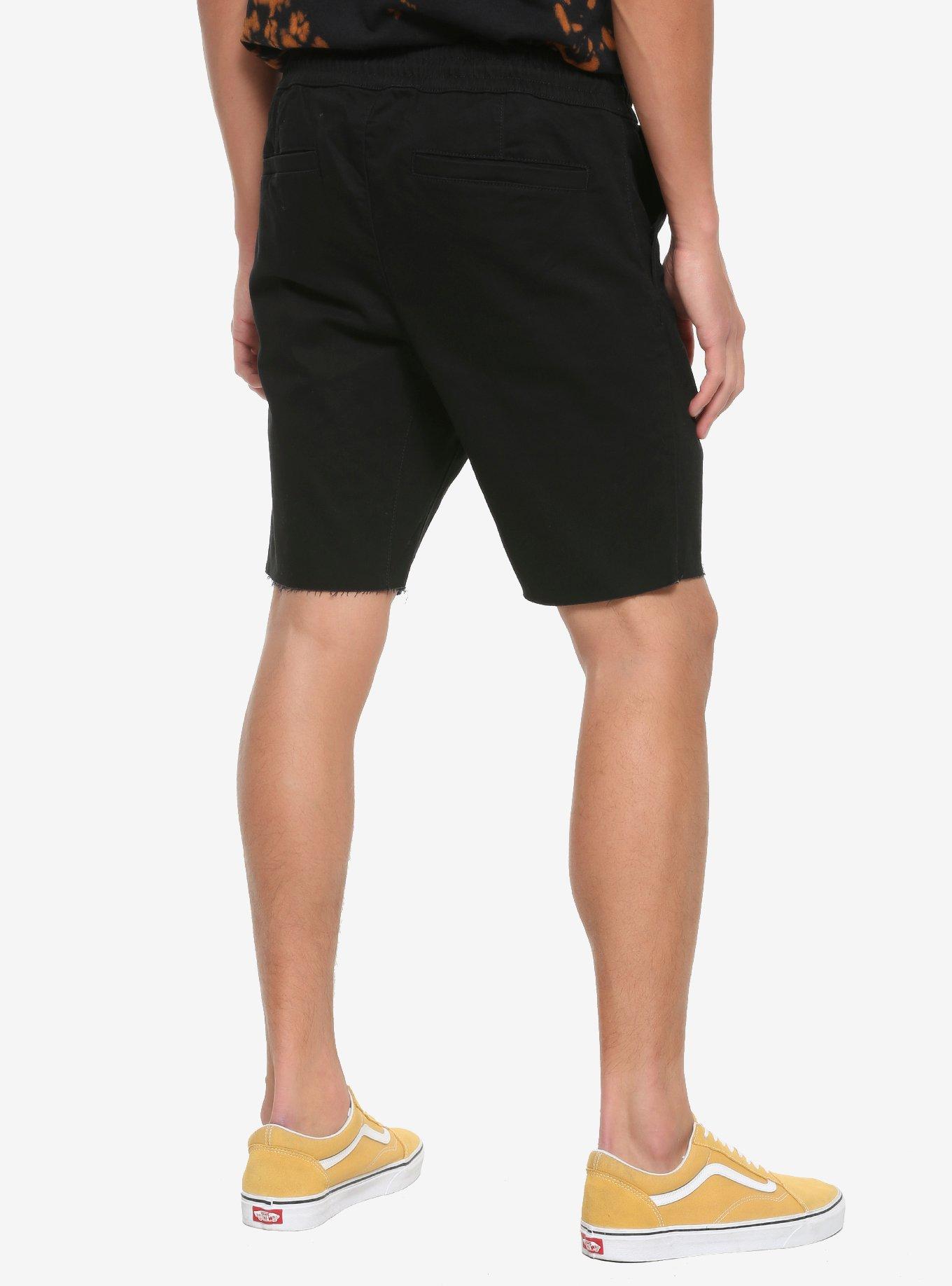 HT Denim Black Jogger Shorts, BLACK, alternate