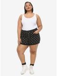 HT Denim Moon Print Ultra Hi-Rise Button-Front Shorts Plus Size, MOON AND STARS, alternate