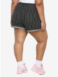 HT Denim Washed Black & White Stripe Mom Shorts Plus Size, PINSTRIPE, alternate