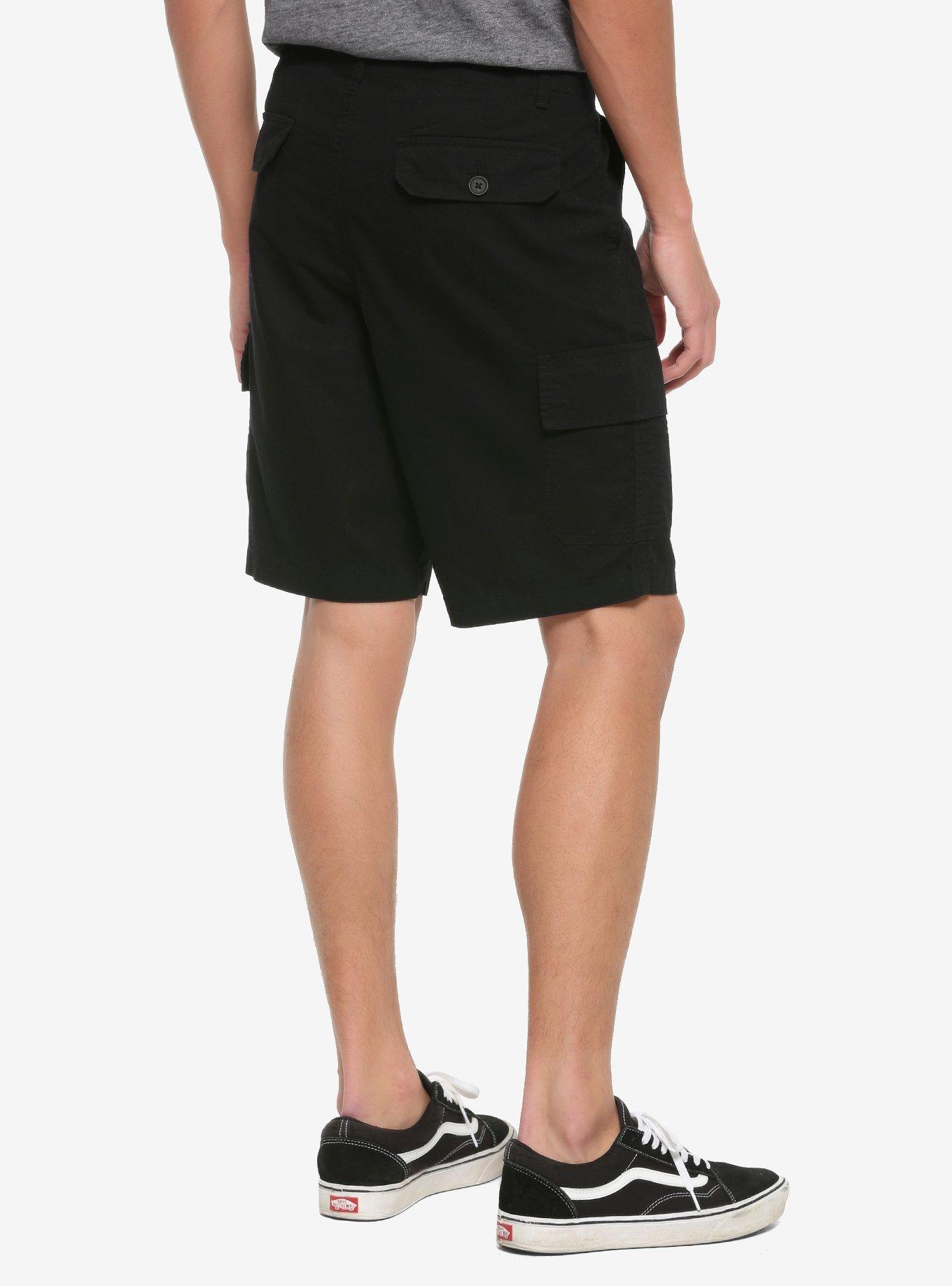 HT Denim Black Cargo Shorts, BLACK, alternate