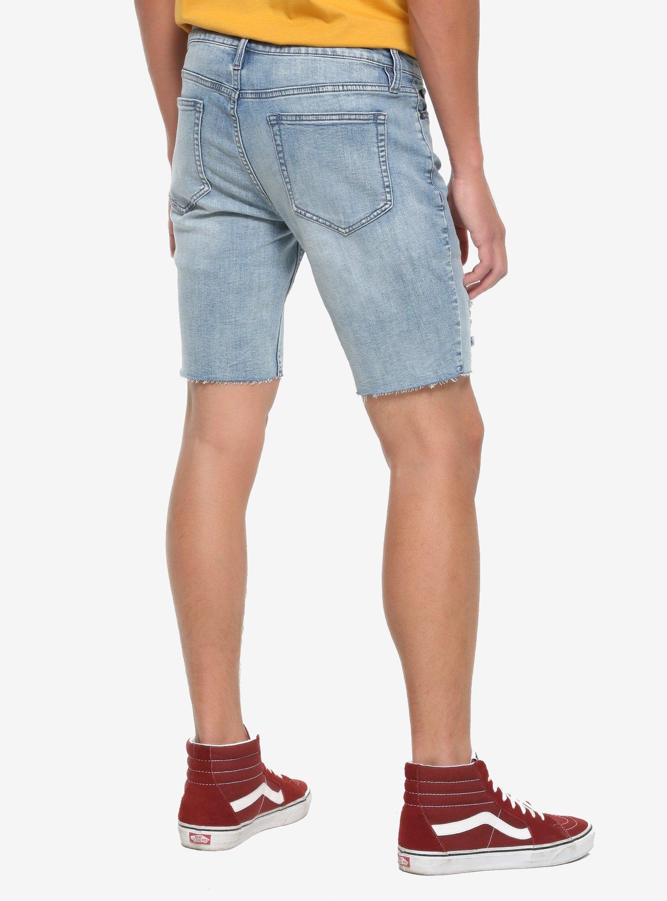 HT Denim Washed Indigo Skinny Shorts, INDIGO, alternate