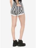 HT Denim Black & White Stripe Ultra Hi-Rise Button-Front Shorts, STRIPE -BLACK, alternate