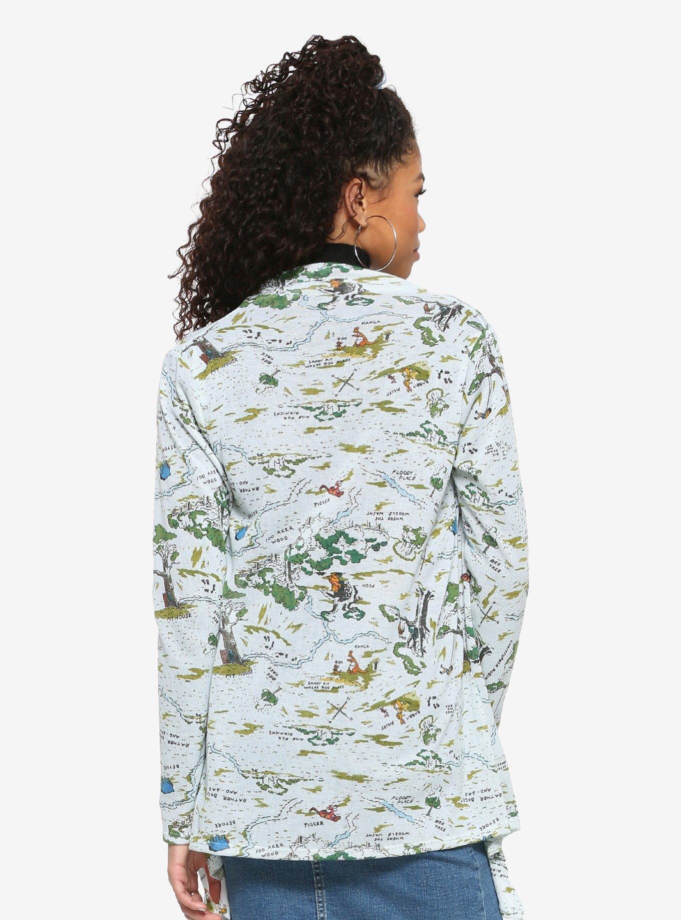 Disney Winnie The Pooh Hundred Acre Wood Map Girls Flyaway Cardigan, MULTI, alternate