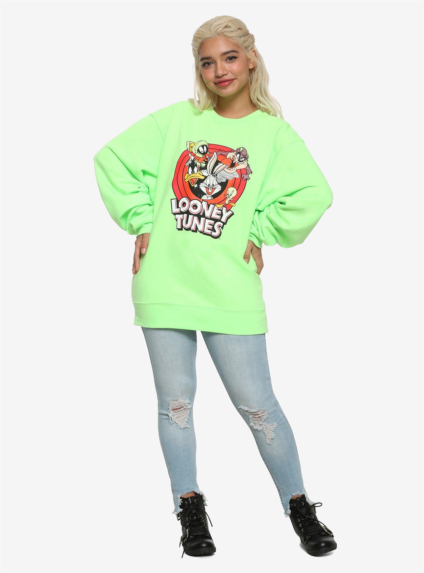 Looney Tunes Neon Green Group Girls Sweatshirt, MULTI, alternate