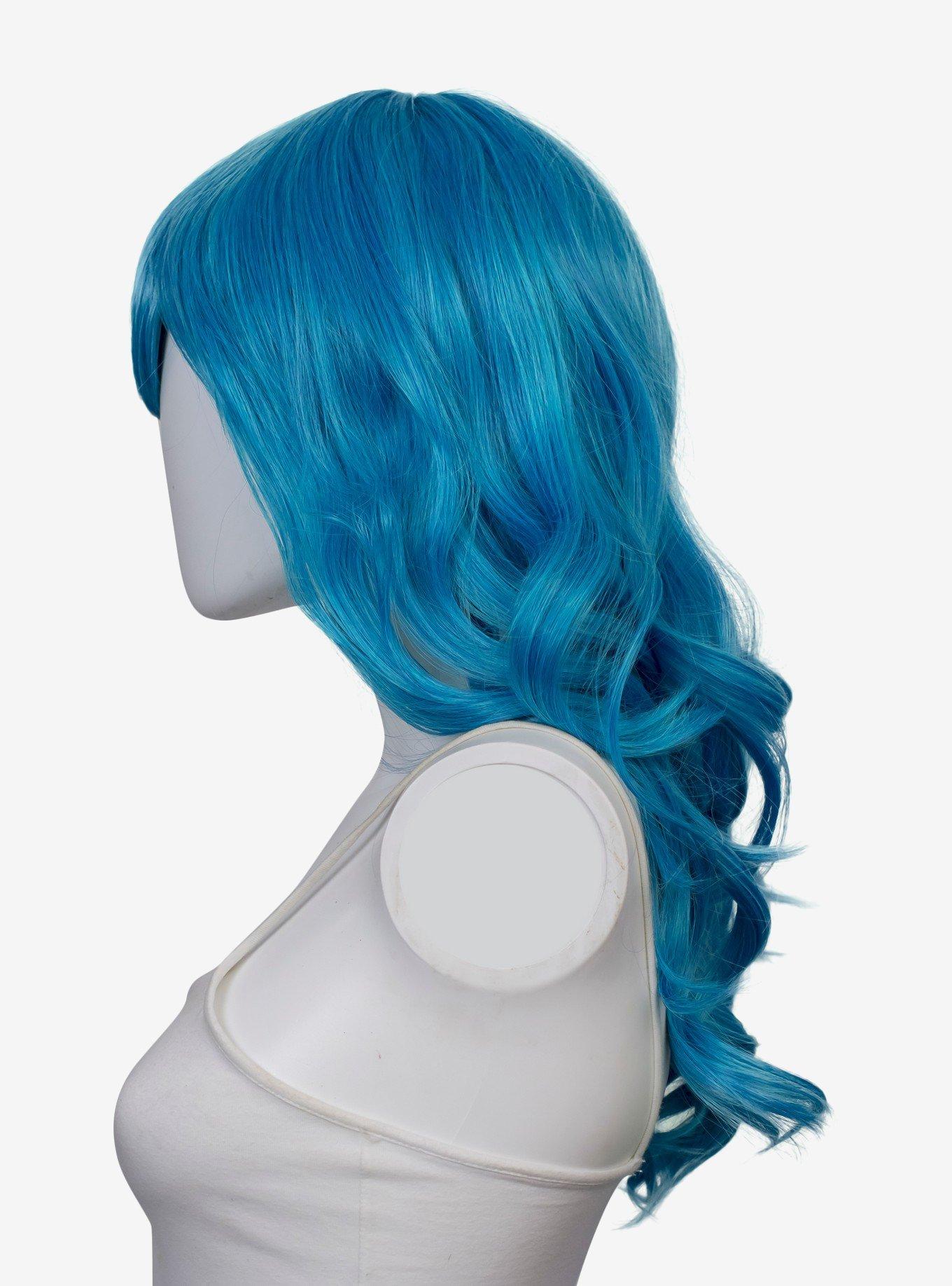 Epic Cosplay Hestia Teal Blue Mix Shoulder Length Curly Wig, , hi-res