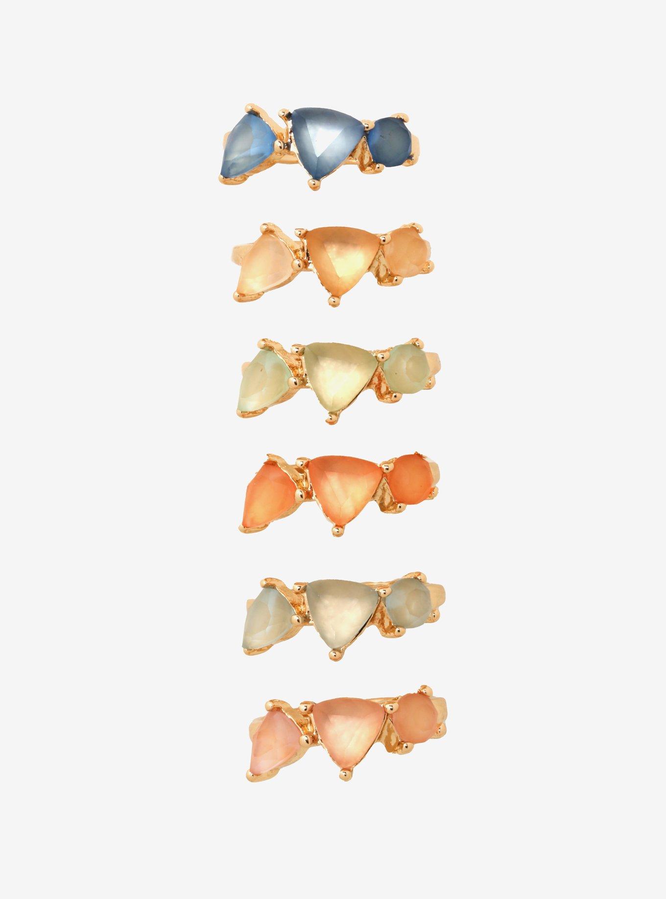 Healing Crystals Stone Ring Set - BoxLunch Exclusive, MULTI, alternate