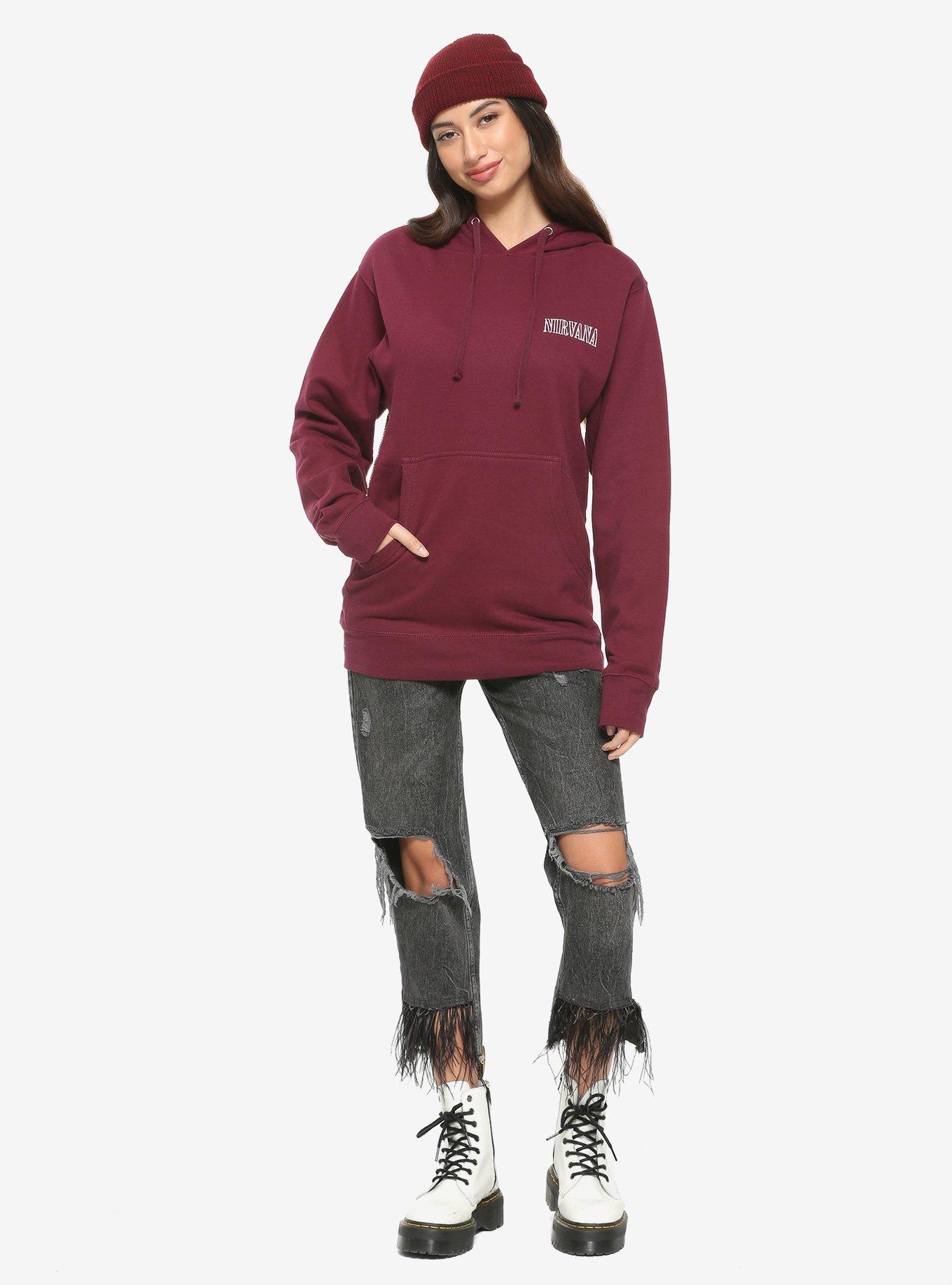 Nirvana Serve The Servants Girls Hoodie, MAROON, alternate