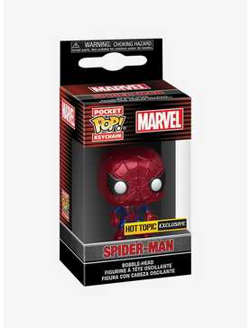 Funko Marvel Pocket Pop! Spider-Man (Metallic) Vinyl Bobble-Head Key Chain Hot Topic Exclusive, , hi-res
