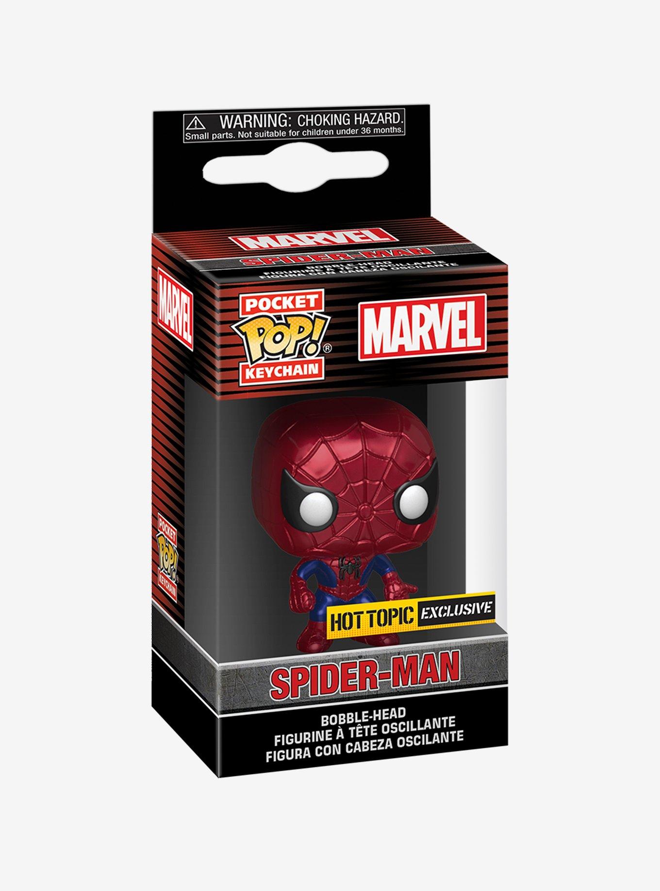 Funko Marvel Pocket Pop! Spider-Man (Metallic) Vinyl Bobble-Head Key Chain Hot Topic Exclusive, , alternate