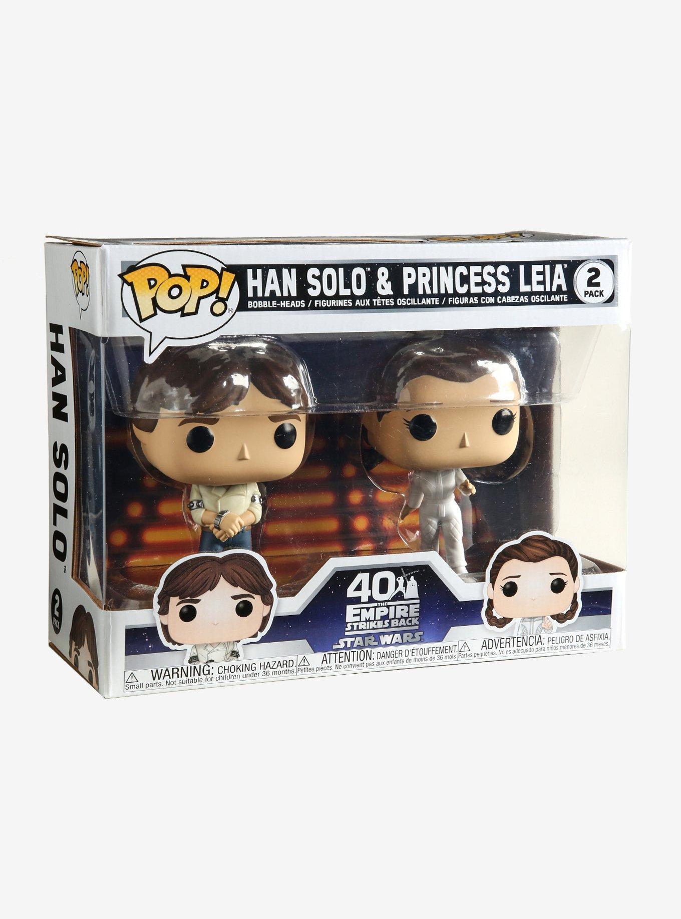 Funko Pop! Star Wars: The Empire Strikes Back Han Solo & Princess Leia Vinyl Bobble-Heads, , alternate