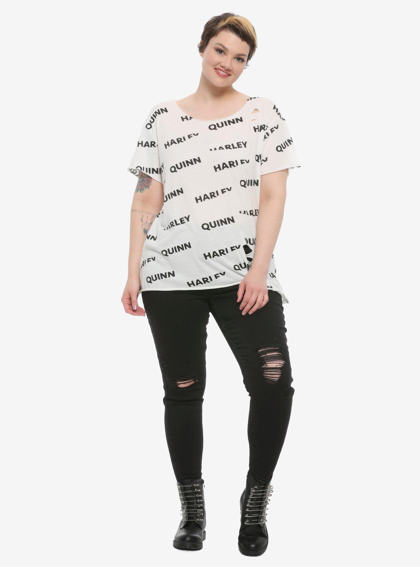 DC Comics Birds Of Prey Harley Quinn Destructed Cosplay T-Shirt Plus Size, MULTI, alternate