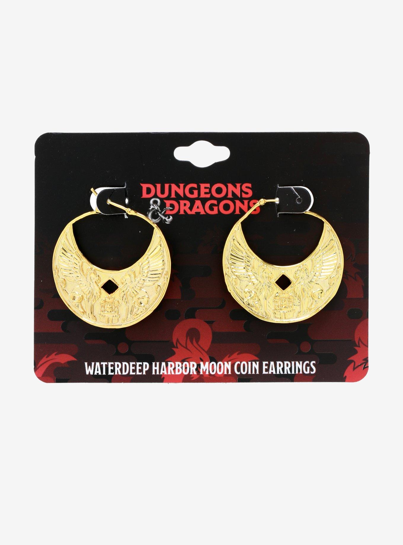 Dungeons & Dragons Waterdeep Harbor Moon Coin Hoop Earrings, , alternate