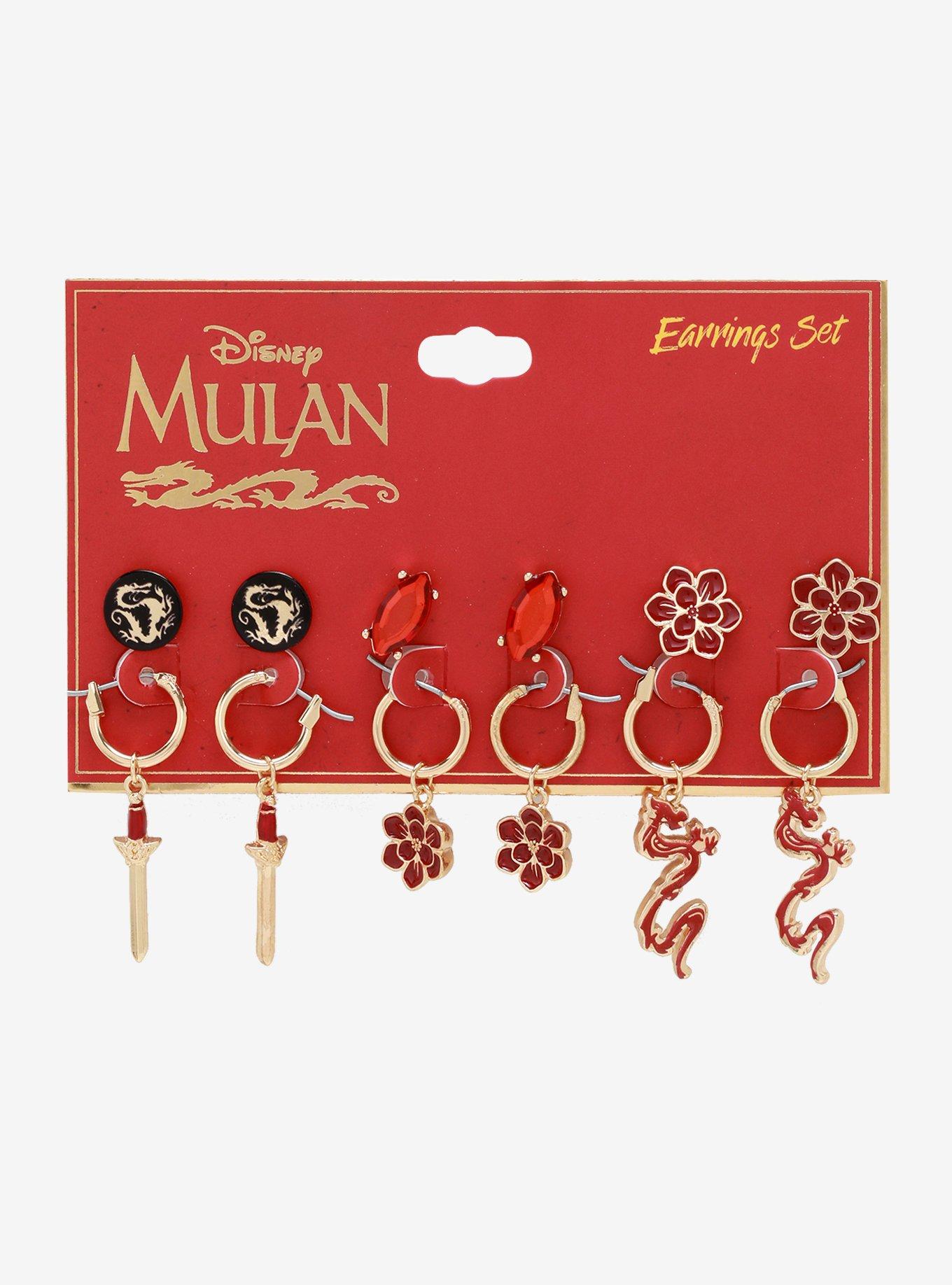 Disney Mulan Icon Stud & Hoop Earring Set, , alternate