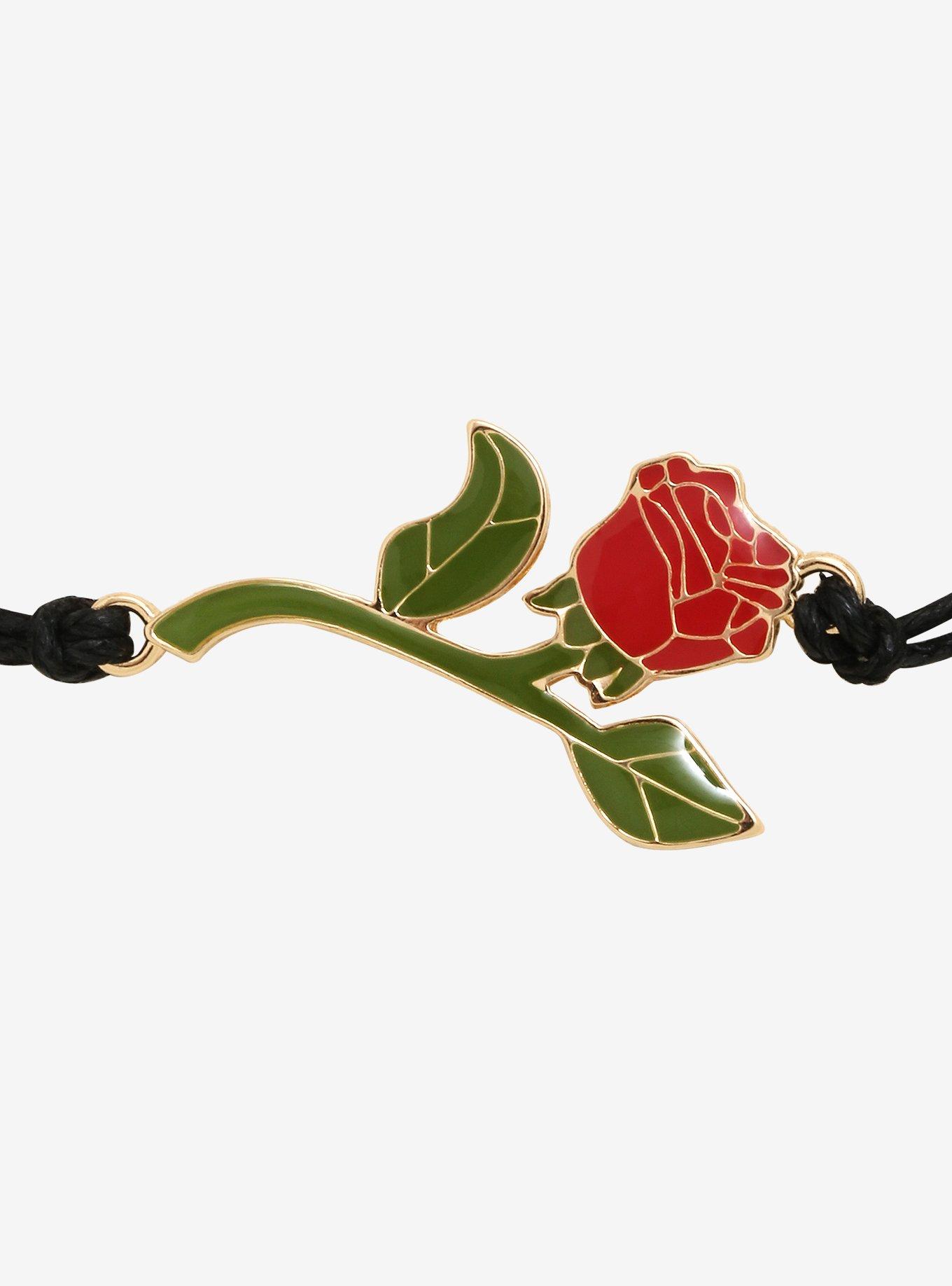 Disney Princess Beauty And The Beast Stained Glass Enchanted Rose Cord Bracelet, , alternate