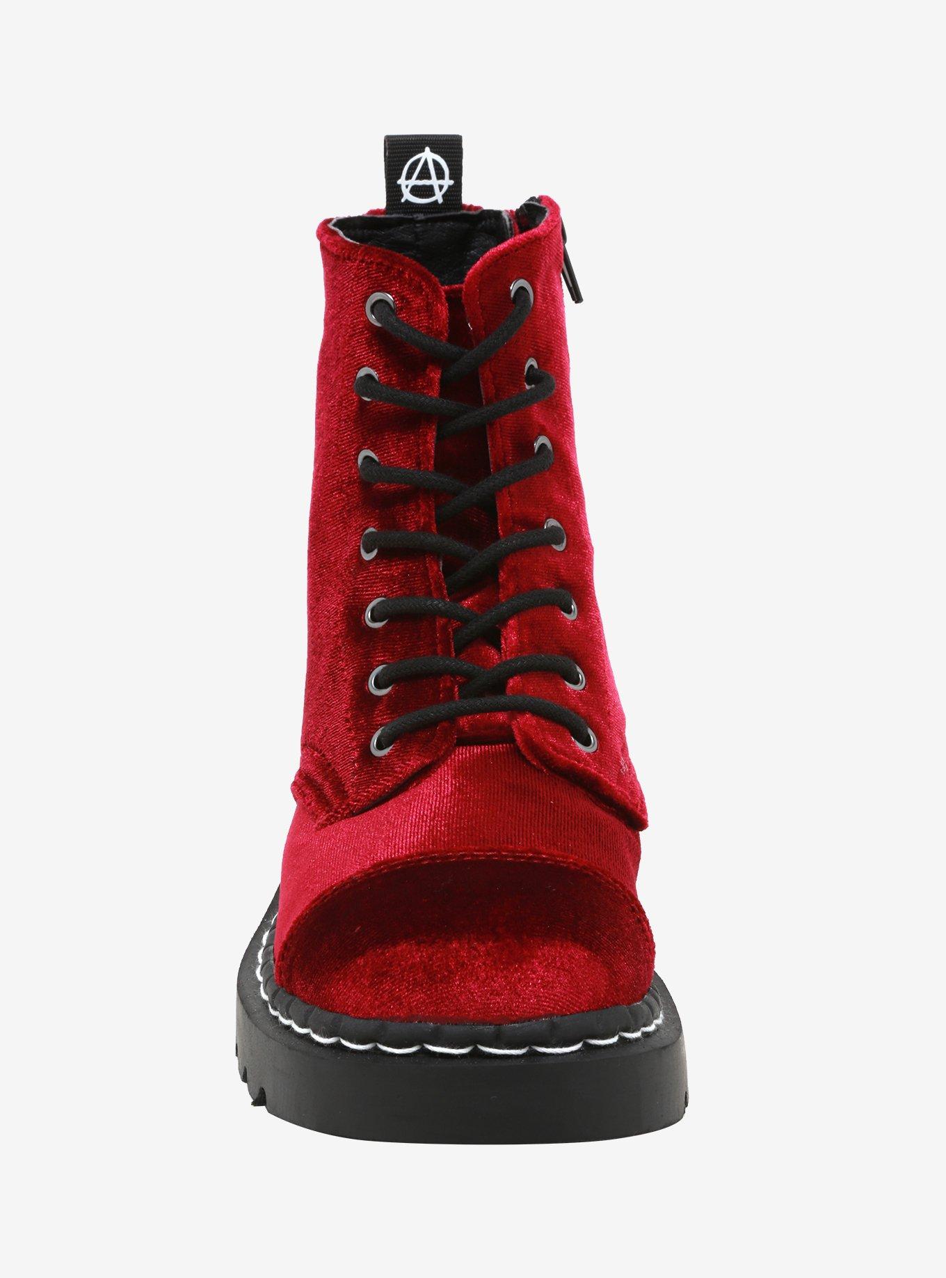 Anarchic By T.U.K. Burgundy Velvet Boots, MULTI, alternate