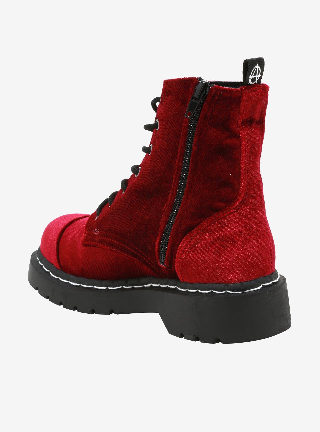 Anarchic By T.U.K. Burgundy Velvet Boots, MULTI, alternate