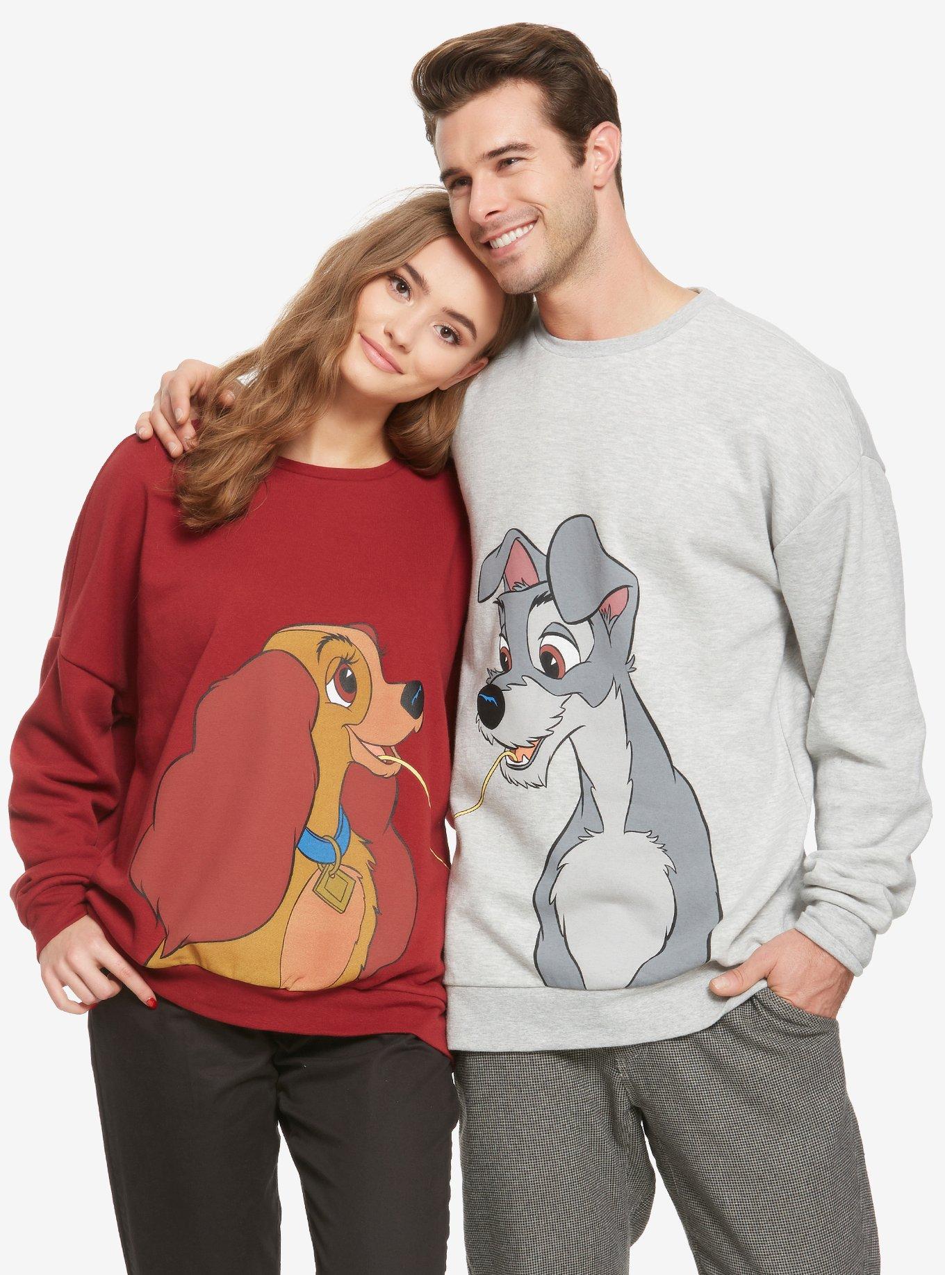 Our Universe Disney Lady and the Tramp Tramp Spaghetti Couples Crewneck - BoxLunch Exclusive, GREY, alternate