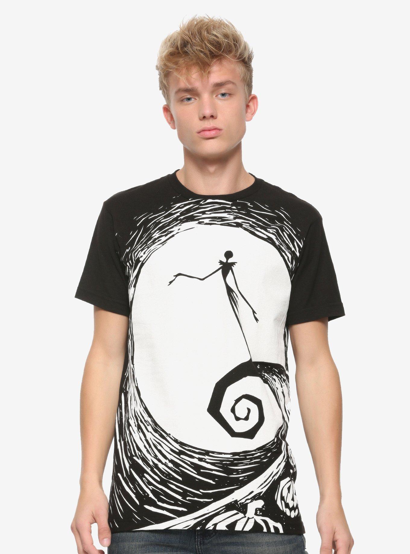 The Nightmare Before Christmas Spiral Hill Belt Print T-Shirt, BLACK, alternate