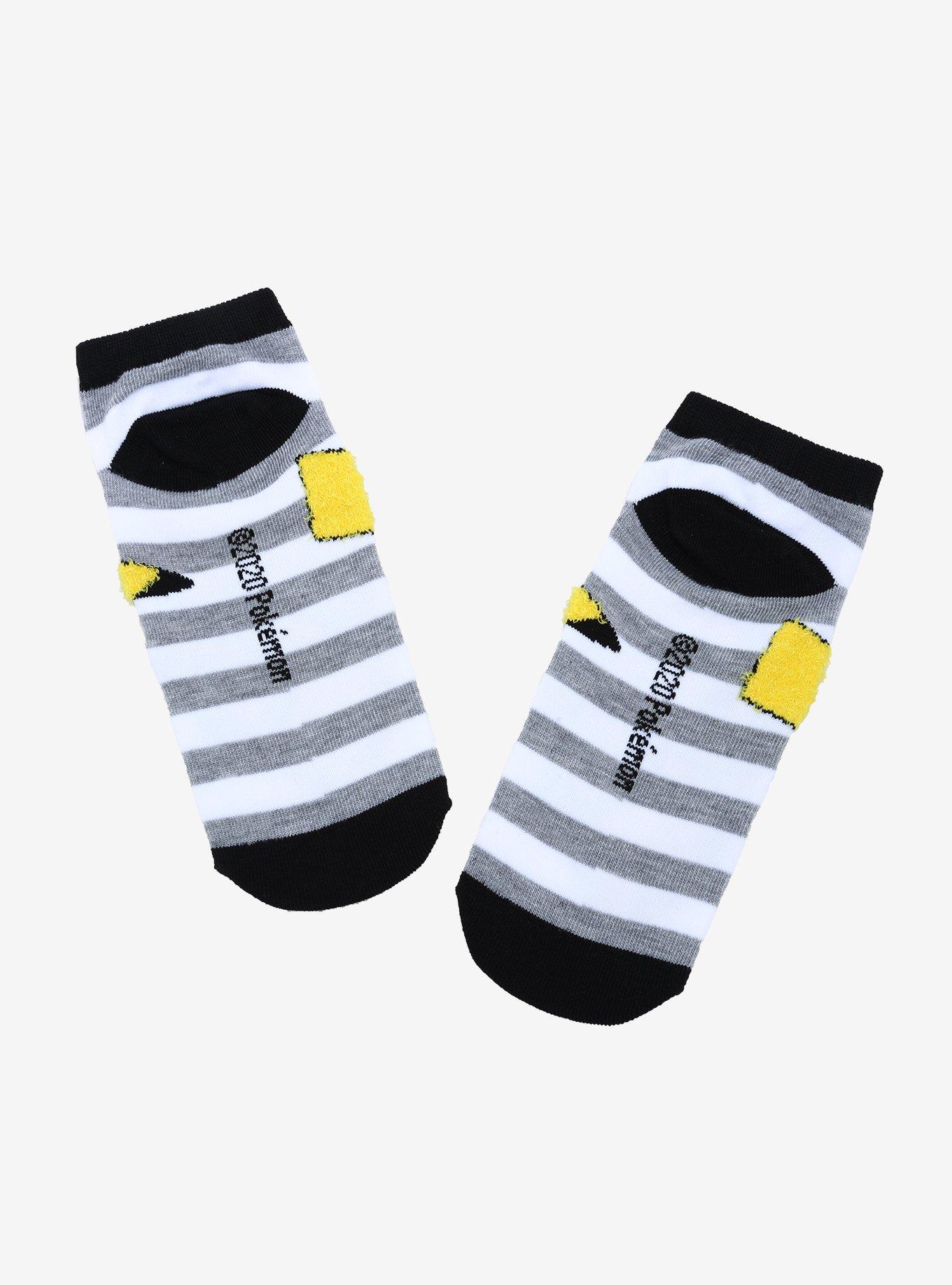 Pokemon Fuzzy Pikachu Stripe No-Show Socks, , alternate