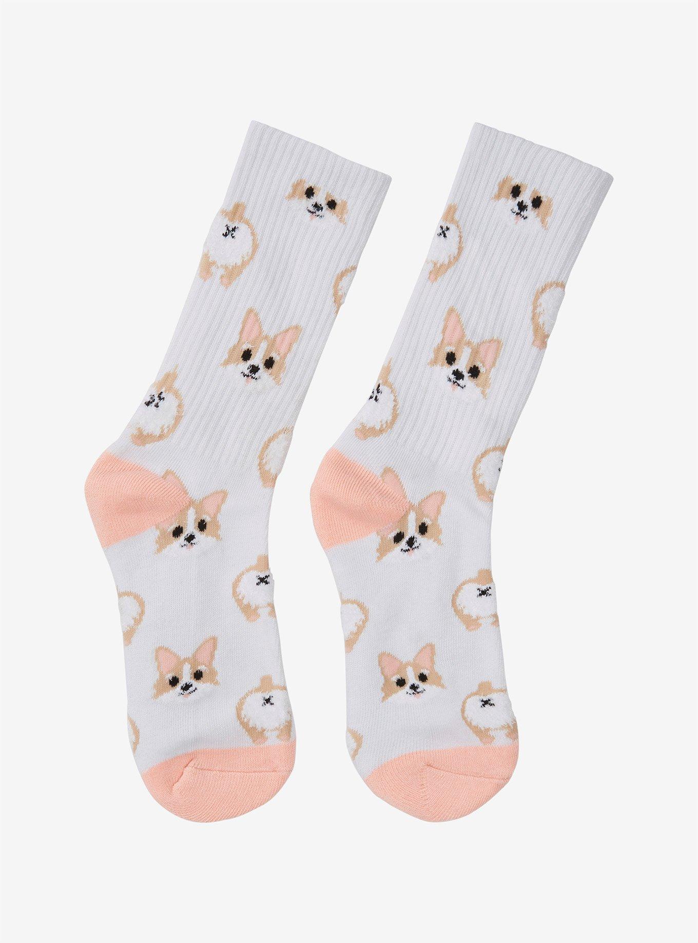 Fuzzy Corgi Crew Socks, , alternate