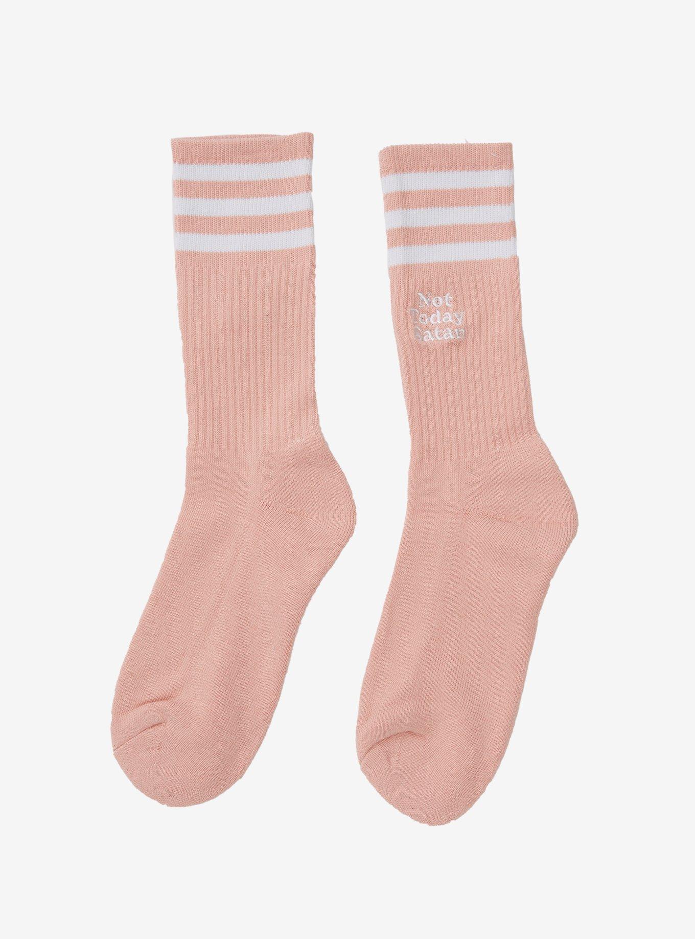 Pink Not Today Satan Varsity Crew Socks, , alternate