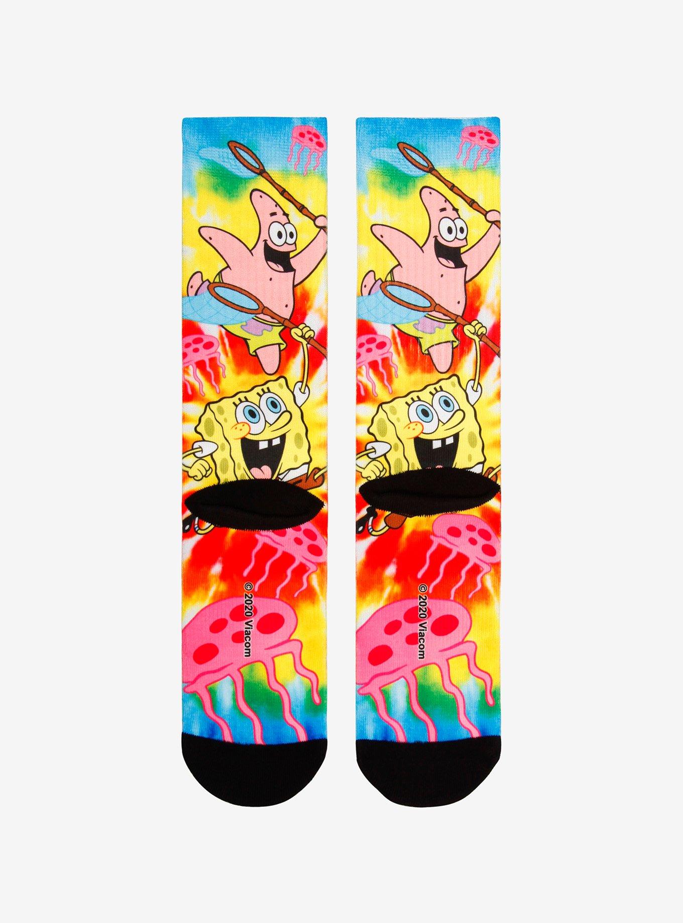 SpongeBob SquarePants Jellyfish Tie-Dye Crew Socks, , alternate