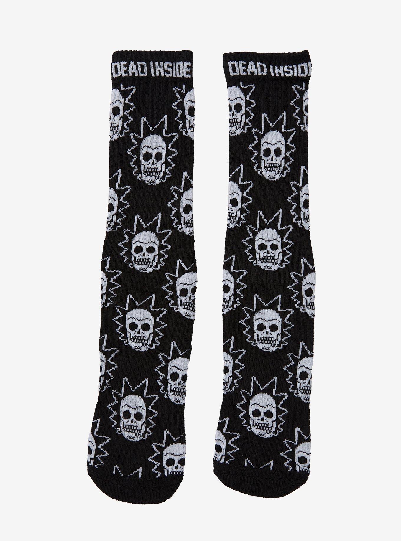 Rick And Morty Skeleton Rick Dead Inside Crew Socks, , alternate