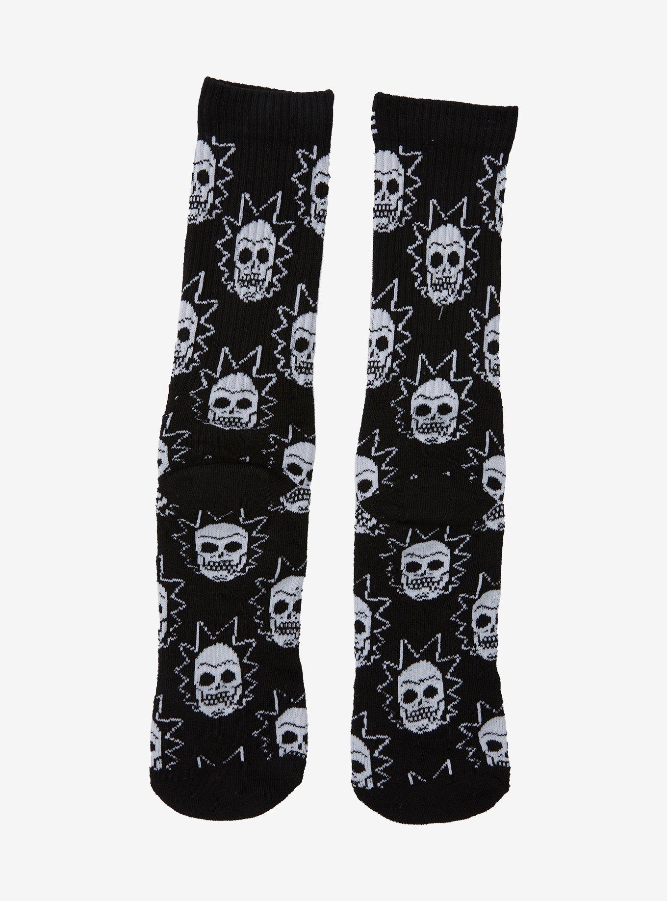 Rick And Morty Skeleton Rick Dead Inside Crew Socks, , alternate